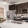 a kitchen with a white counter top
