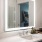 a bathroom with a large mirror