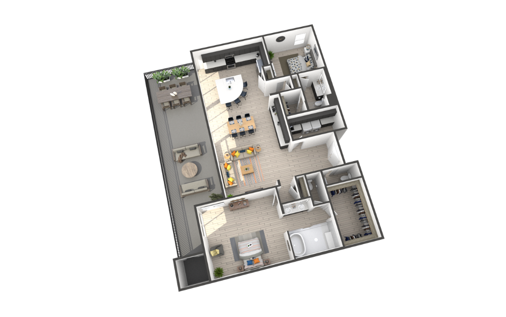 The Zenith - 2 bedroom floorplan layout with 2.5 bathrooms and 1942 square feet