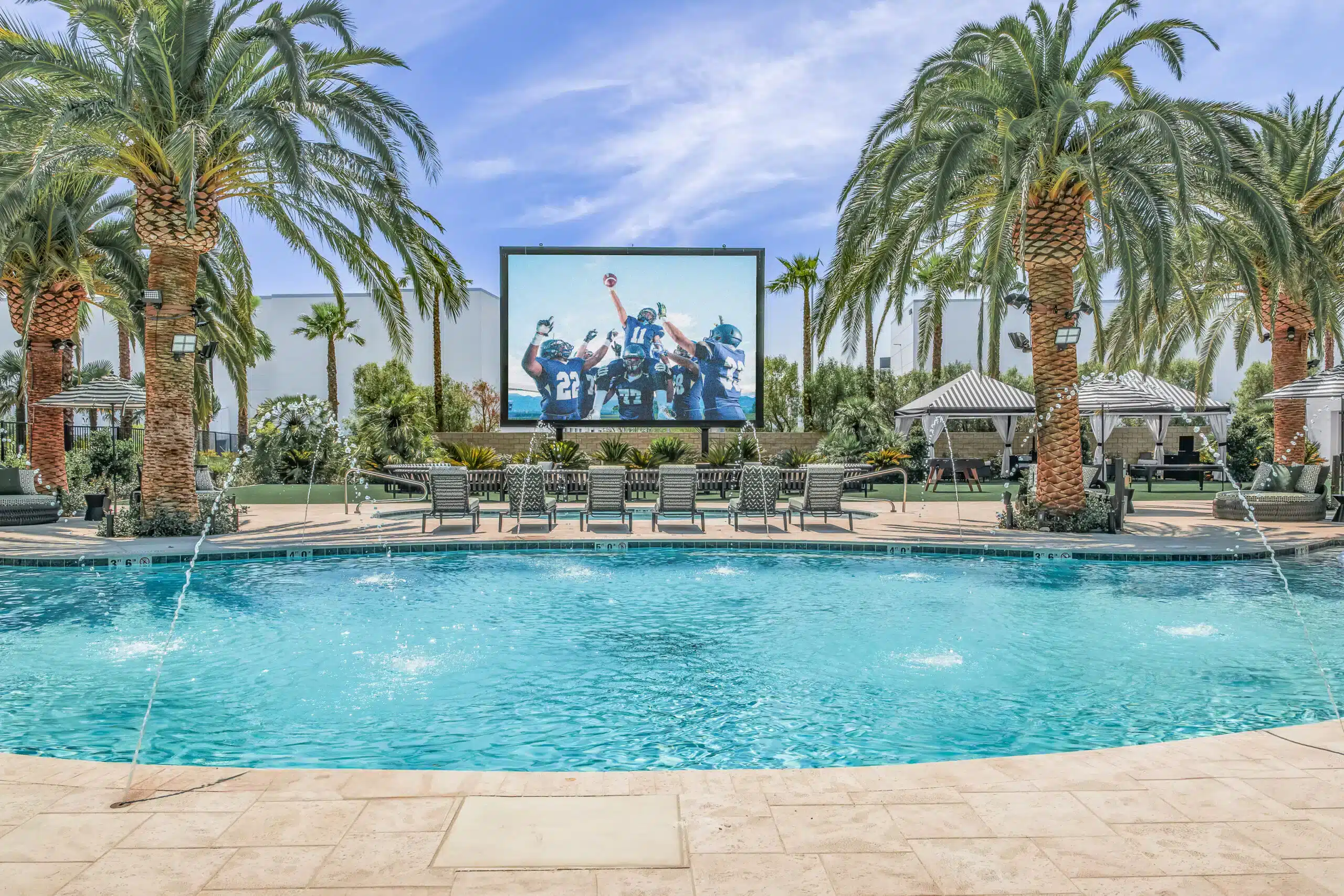 large outdoor tv by pool